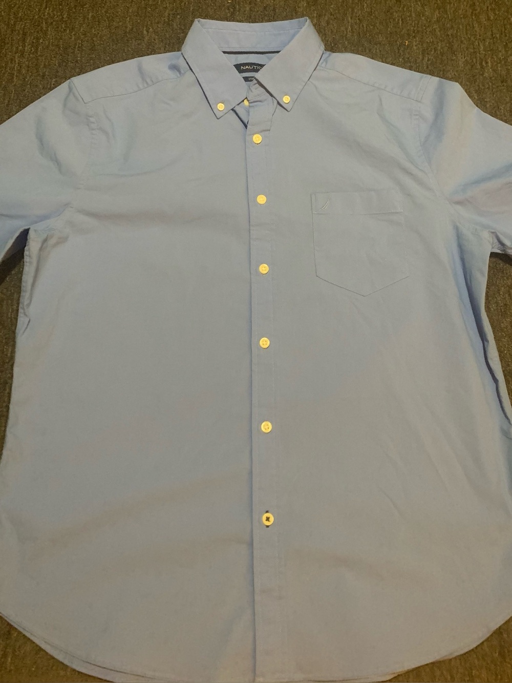 Men Nautica Light Blue Short Sleeve Button Down Oxford Shirt Sz. L